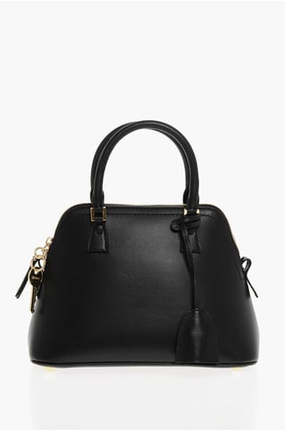Bolso de mano MM11 de piel 5AC con bandolera extraíble en color negro