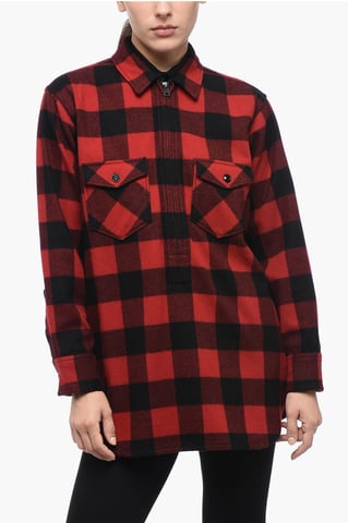 Camisa de cuadros con media cremallera en rojo