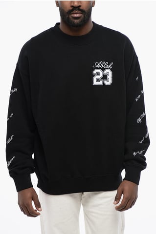 Sudadera de algodón con cuello redondo y logo 23 SKATE con detalle en contraste en negro