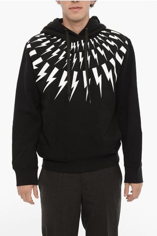 Sudadera con capucha FAIRISLE THUNDERBOLT de algodón polar en negro