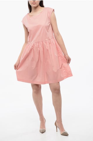 Vestido de algodón popelina sin mangas en color rosa