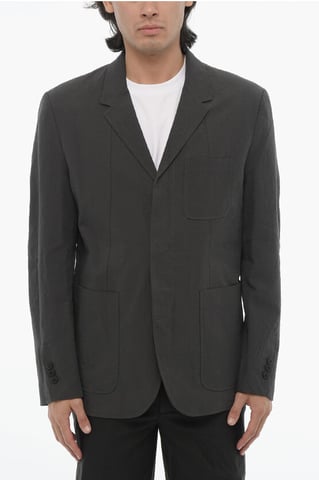 Blazer entallado de 3 botones con solapas con muescas y aberturas laterales en gris