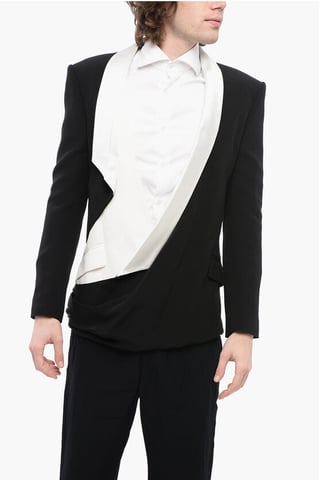 Blazer DECONSTRUIDO de doble capa con solapa chal en blanco y negro