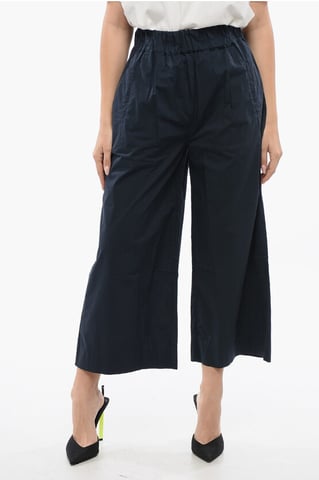 Pantalones de algodón Popeline de corte tobillero en azul