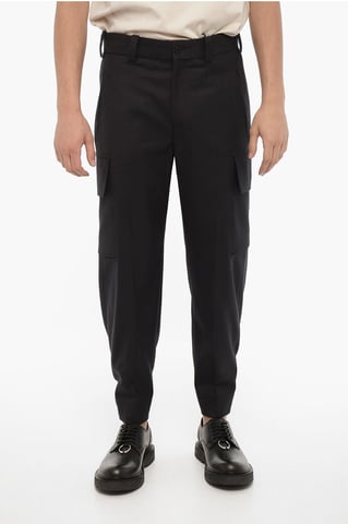 Pantalones cargo FIREMAN de corte holgado con botón en el tobillo en azul