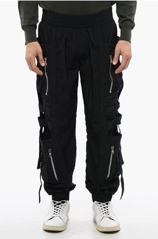 Pantalones cargo con bandas de nailon y puños en negro
