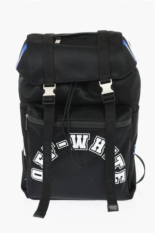 Mochila de senderismo de nailon perforado con detalles en contraste en negro