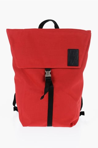 Mochila de nailon CITY FLAP de dos tonos en negro y rojo