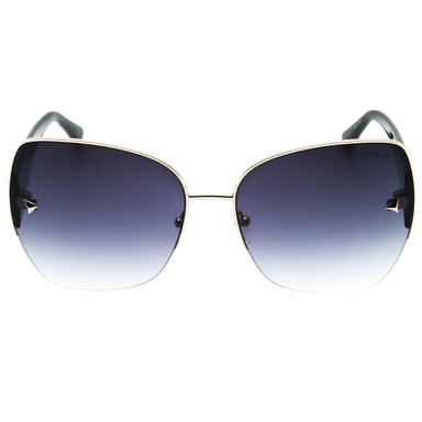 Gafas de sol Guess con detalles dorados, montura negra, lentes degradados ahumados