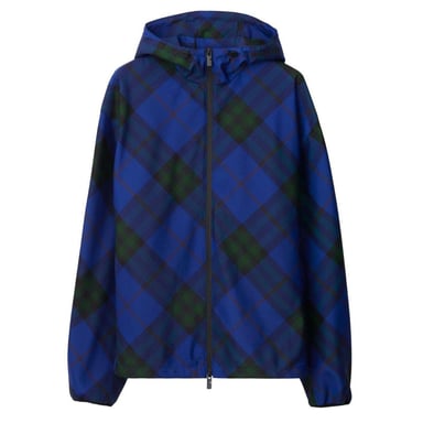 Chaqueta con capucha y cuadros azules de Burberry