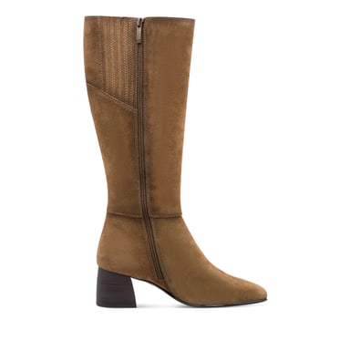 Botas de montar Tamaris para mujer, de piel color marrón camel, con tacón hasta la rodilla