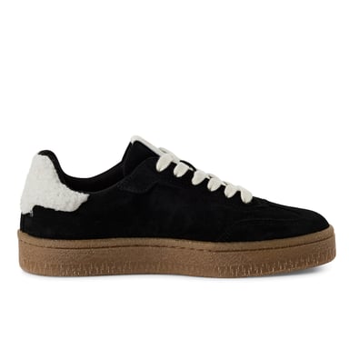 Zapatillas Tamaris para mujer de piel de ante y piel en blanco y negro con cordones