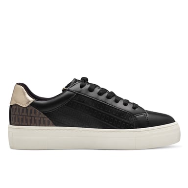 Zapatillas Tamaris para mujer de piel sintética negra y dorada con cordones
