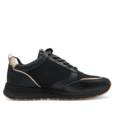 Zapatillas deportivas Tamaris para mujer, con cordones, cremallera y diseño moderno en negro y dorado