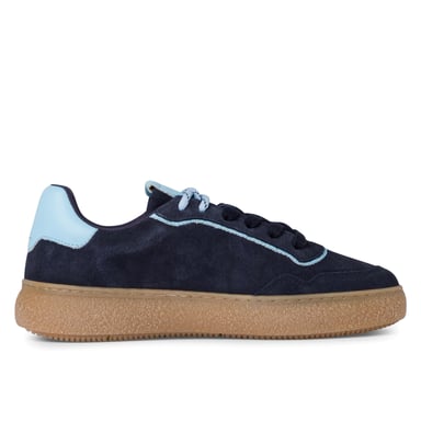 Zapatillas Tamaris de cuero azul marino con cordones y rayas para mujer
