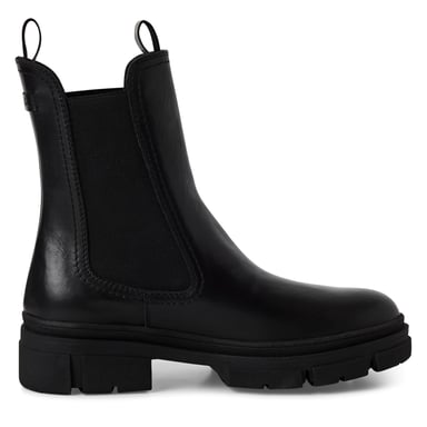 Botines Chelsea altos clásicos de piel negra Tamaris para mujer
