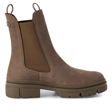 Botines Chelsea altos clásicos de Tamaris para mujer, de piel marrón Dune Taupe