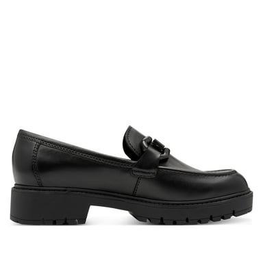 Mocasines Tamaris de piel negra para mujer, con plataforma y cierre de cordones