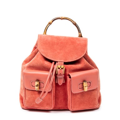 Gucci Large Bamboo Backpack en Rojo Piel de becerro