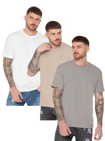 Enzo | 3 Pack Camiseta oversize cuello redondo - OFFWHT/OATMEL/GRY