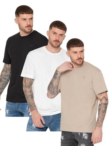 Enzo | 3 Pack Camiseta oversize cuello redondo - BLK/OFFWHT/OATMEL