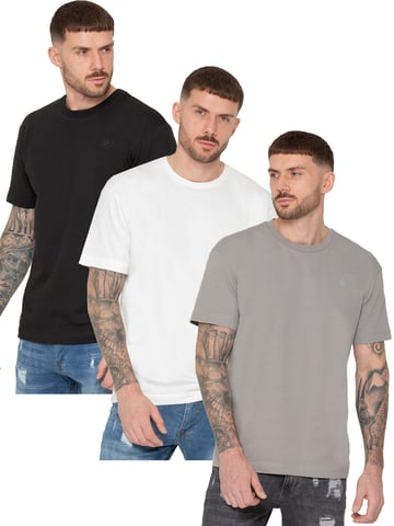 Enzo | 3 Pack Camiseta oversize cuello redondo - BLK/OFFWHT/GRY