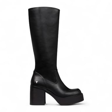 Botas Windsorsmith de piel sintética negra con plataforma hasta la rodilla para mujer - Niche