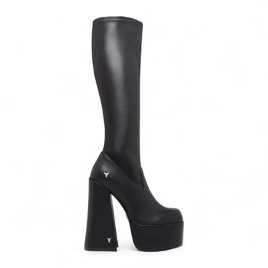 Botas negras Windsorsmith de tacón gótico hasta la rodilla con plataforma tipo calcetín para mujer - Survival