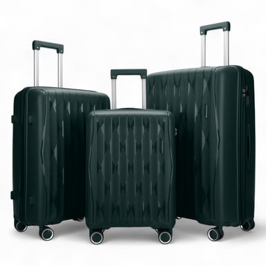 Maleta rígida verde resistente con 8 ruedas, maleta de cabina TSA, para viajes de vacaciones