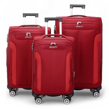 Maleta blanda expandible roja con 8 ruedas, equipaje de mano ligero para viaje