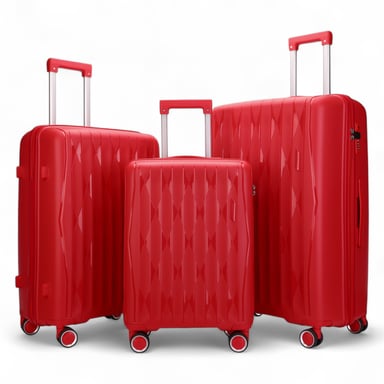 Maleta rígida roja resistente con 8 ruedas, maleta de cabina TSA, para viajes de vacaciones