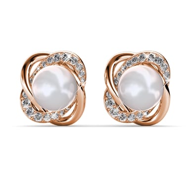 Pendientes Simply Pearl - Oro Rosa y Cristal
