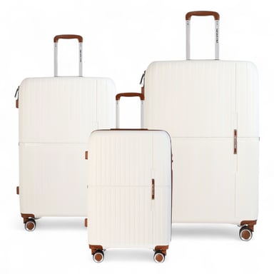 Maleta rígida blanca resistente de 8 ruedas para cabina, equipaje de viaje para vacaciones