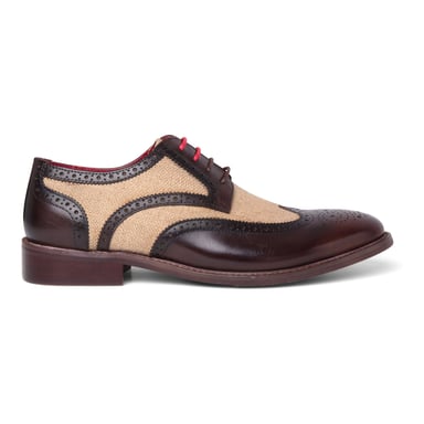 Zapatos brogue de lona y cuero marrón con detalles de Justin Reess para hombre - Cole