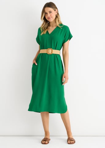 Vestido oversize con cinturón Air Flow verde