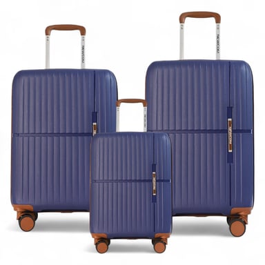 Maleta rígida azul marino resistente con 8 ruedas, equipaje de cabina, estuche de viaje para vacaciones