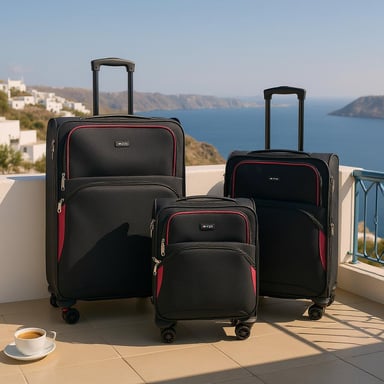 Maleta ligera y expandible de 8 ruedas, color negro, suave, para viajes