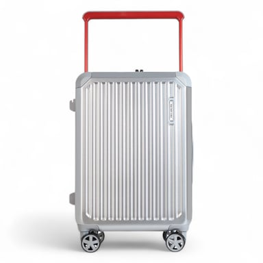 Maleta de cabina rígida plateada inspirada en Rimowa, con ruedas y duradera, TSA