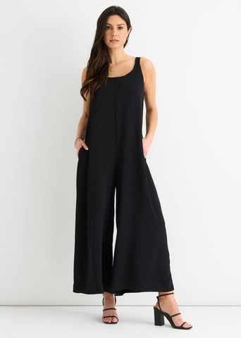 Mono de tirantes y pernera ancha Air Flow negro