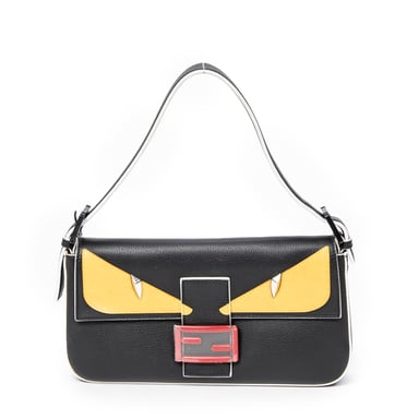 Fendi Monster Mania Baguette  en Negro/Amarillo/Blanco Piel de becerro