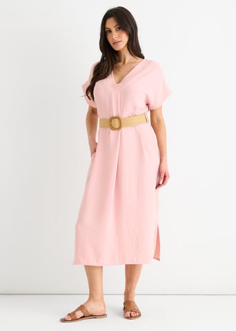 Vestido oversize con cinturón Air Flow rubor