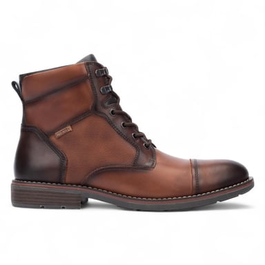 Botines Pikolinos de piel marrón con cremallera y cordones para hombre - York