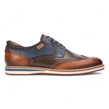 Zapatos Oxford Pikolinos con cordones en piel marrón brandy para hombre - Ávila