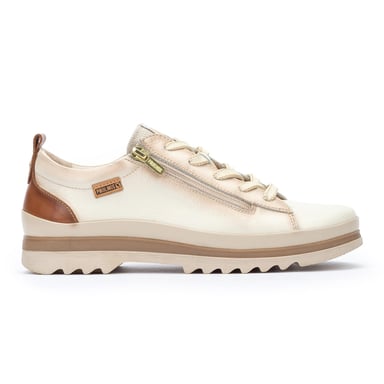 Zapatillas Pikolinos Nata de piel blanca con cordones y cremallera para mujer - Vigo