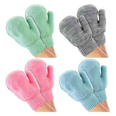 Paquete de 4 Mitones Lindos para Bebés en Invierno | Guantes para Niños y Niñas