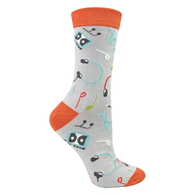 Calcetines de bambú con patrón de música retro para damas
