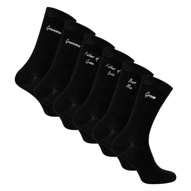 6 Pares de Calcetines de Boda para Hombre en Negro y Marino con Caja de Regalo