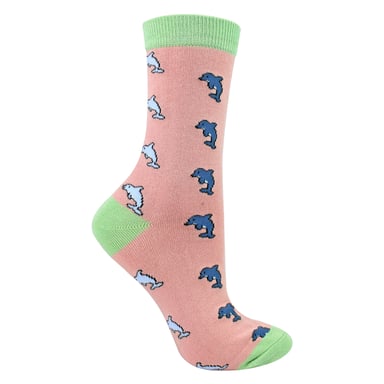 Calcetines de bambú con patrón de novedad para damas Dolphins