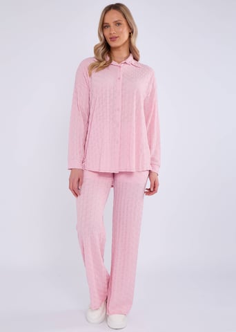 Camisa de manga larga texturizada rosa