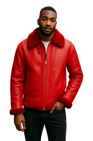 Chaqueta de aviador de piel de oveja roja B3 Bomber RAF para hombre - Worcester